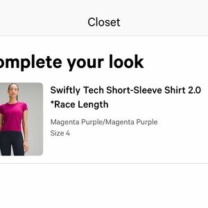 Lululemon Swiftly Tech Short-Sleeve Shirt 2.0
*Race Length